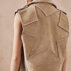 Anthropology Free People Understated Leather Lone Star Paneled Vest Suede Large